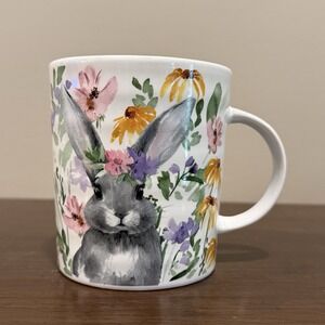 Austin & Ash Large Coffe Mug Bunny Rabbit Floral Flowers Spring Easter Cup